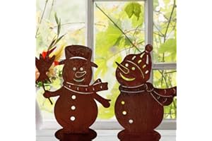 ‎TERMA Terma Stahldesign Rostfigur Höhe 30 cm Gartenfigur Set Schneemann Winterdeko Weihnachtsdeko tolle gartendeko aus Rost-Metall, deko rostoptik, Rostfiguren