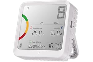 CHNADKS Carbon Monoxide Detector - Portable CO Alarm with LCD Display, High Accuracy Sensor, Rechargeable Battery, Real-Time Air Quality Monitor, Audible Alert for Home, Car, Camping