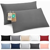 Dreamzie Pillow Case 40 x 70 cm &ndash; Set of 2 Oeko-Tex Certified Microfibre with Zip &ndash; Soft and Brushed Pillowcase &ndash; Anthracite