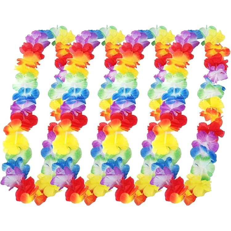 3 Ghirlande Hawaiane Di Fiori - Collane Lei Per Feste A Tema Hawaii, Spiaggia, Compleanni - Foto 6