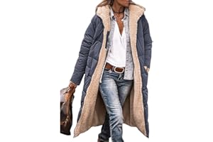 Wintermantel Damen Lang Winterjacke Elegant Puffer Jacke Warm Gefüttert Winterparka Winter Mantel Parka Steppmantel Reißverschluss Daunenmantel mit Kapuze Pufferjacke und Taschen Elegante für Herbst