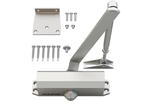 MARIE Automatic Door Closer - Residential & Commercial Front Door - Top Door Closer Hydraulic for Interior Door & Exterior Door 25-65 kg - EN1634/EN1154 Silver