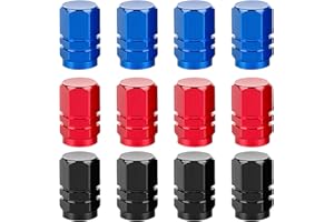 TINSELLNS 12 PCS Dust Caps for Car Tyre, Aluminum Alloy Hexagon Tire Valve Stem Caps with Seal Ring Universal Tire Valve Dust Proof Covers for Cars, SUVs, Bike and Bicycle, Motorcycles