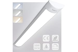 BAPRO 90cm 30W Tubos Led Techo Regulable por Interruptor (6500K-300K-4000K) Fluorescente Luz Cocina Barra LED Para Garaje Pantalla Lámpara de Techo, Armarios, Balcón, Cuarto, Cocina y Oficina