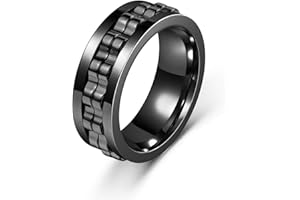QZKJQDD Men's Anxiety Ring, Mens Black Gear Spinner Rings, Stainless Steel Fidgets, Gear Fidget Ring, Stress Relief Fidget Ring, For Men Women