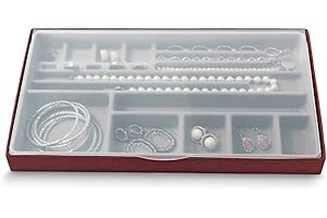 Domopak Living 8001410075147 Aufbewahrung für Schmuck Multifunktions, Papier Karton/PS/Polypropylen, Bordeaux, 21,5 x 37 x 3,5 cm