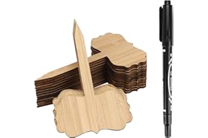 KINGOVALLEY 36 Stück Bambus-Pflanzenetiketten, 10 x 6 cm, langlebiger Pflanzenmarker, T-Typ, Pflanzenanhänger, Kindergarten-Etiketten, Schilder für Garten, Gemüse, Gewächshaus, Samen, Blume, Kräuter