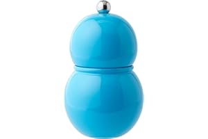 Addison Ross Chubbie Bobbin Salt or Pepper Mill – Easy Twist Ceramic Grinder – Sustainable Rubber Wood – Modern Design – Ideal Wedding Gifts or Housewarming Gift – Kitchen Accessories – Aqua – 12cm