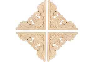 MUXSAM Möbel Wand Unlackiert für Haus Schrank Vintage-Holz-Geschnitzte Ecke Schnörkel Applikationsrahmen Tür Dekor Handwerk 11 * 11cm 4Pcs