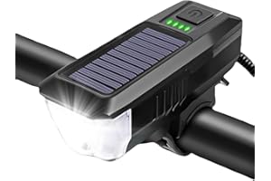 FAY BLESS Luci per bici per guida notturna, luce solare per bicicletta, 3 modalità, luce LED per bici da strada, mountain bike, luce anteriore impermeabile, luce ricaricabile tramite USB