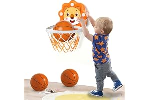 Indoor Mini Basketball Hoop for Toddlers Kids Boys Age 1-3-5 Bedroom,Adjustable Height,Space-Saving,Christmas Birthday Gifts Toy for Boys 4-6,Toddler Toys Age 2-4 orange (Small/No Scoring)