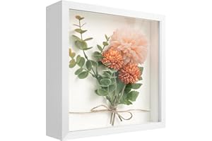 WISYOK Cornice portafoto 3D da riempire, 20 x 20 cm, 3D, profondità 3 cm, per parete e desktop, Shadow Box per foto, oggetti, opere d'arte fai da te (bianco)