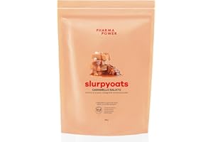 PharmaPower Slurpyoats Farina d’Avena Istantanea Integrale Gusto Caramello Salato, Senza Glutine, Senza Lattosio e Senza Zuccheri Aggiunti, Vegana, 500 g