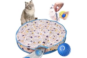comepew Interactive Cat Toys, 2024 Neuest 2 in 1 Simuliertes Interaktives Jagdkatzenspielzeug, Guitar Cat Toy Doppelschicht Jagd Katze Matte Spielzeug für Stimuliert Den Jagdinstinkt (Grau, Matte)