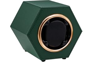 Mcbazel Automatic Watch Winder,PU Leather Watch Winder Box Single Watch for 1 Watch Display Storage Wristwatch with Quiet Motor Auto Turner USB C Powered-Dark Green