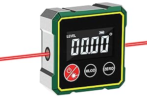 KOUAMOR Upgrade 2 in 1 Magnetic Digital Angle Finder with Electronic Laser, Rechargeable 4-Side Magnetic Angle Gauge with Electronic Laser, 360° Waterproof LCD Backlight Protractor Inclinometer
