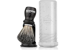 Anbbas Shaving Brush and Holder with Travel Case, Synthetic Badger Hair Ebony Handle Brush,3in1 Kit for Men