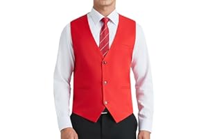 HISDERN Gilet Abito Uomo Formale Panciotto Uomo Elegante Classico Cotone Matrimonio Panciotti in Tinta Unita Con Tasche XS-4XL