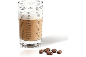 Measuring Cup Shot Glass - 120ML/4OZ Heavy Duty Glass with Accurate Black Scales - Red, for Espresso, Cocktails & Kitchen Ingredients | NLnnmuzh-1Pack (Black line)