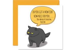 STUFF4 Zabawna kartka z okazji urlopu dla kolegów kobiet mężczyzn - bezczelny kot - przepraszam za pozostawianie dobrego szczęścia w nowej karcie pracy, 145 mm x 145 mm przekomarzanie się kartki z życzeniami, żart niegrzeczny zostawianie prezentów kartka z życzeniami