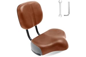 MOONCOOL Bike Seat with Backrest for Adults, Comfortable Bicycle Saddle with Suspension, Tricycle Seat with Backrest Fits MTB Mountain Bike, Folding Bike, Road Bike, Spinning Bike, Exercise Bikes