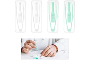 DEWFIGS ㅤ 4 Stück Kontaktlinsen Entferner, Kontaktlinsensauger, kontaktlinsen pinzette, Linsen Entferner für Sklerallinsen, Weicher Sauger und Weiße Pinzette, Tragbar Für Sicheres Hygienisches Linsenmanagement
