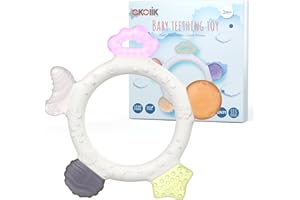 akolik Beißring für Babys, Beißring Baby Beißspielzeug aus Silikon, BPA-frei Zahnungshilfe Baby, Zahnen Baby Spielzeug, Leicht zu Greifling Beissring Baby für 3+ Monate Babys