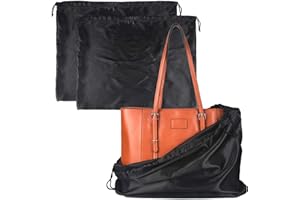 SHUOHONG 2 Piezas Bolsa de Cordón de Seda a Prueba de Polvo, Funda Protectora Antipolvo de Tela de Seda, Portátil Prueba de Humedad Almacenamiento Bolsa, para Bolso Monedero Cuero Conjunto (Negro)