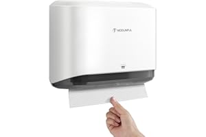modunful Paper Towel Dispenser Wall Mounted, Multifold Hand Towel Dispenser, Z-Fold C-Fold Paper Towel Holder for Bathroom No Hole Installation, White ABS Cover
