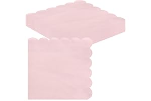 ATBEAMEN 20pcs Pink Paper Serviettes Napkins,Pink Scalloped Luncheon Napkins Tea Party Napkins Decor,Disposable Party Serviettes Tissue Table Decorative for Picnics,Tea Parties,Birthday,Wedding Decor