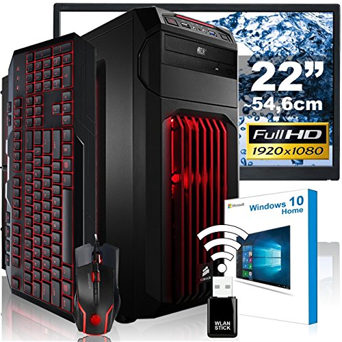 AGANDO High-End Gaming PC-Komplettpaket | Intel Core i7 7700 4x 3.6GHz | Turbo 4.2GHz | Nvidia GeForce GTX1070, Palit Dual | 8GB RAM | 1000GB HDD | DVD-RW | USB3.1 | 55cm (22") TFT | Gaming-Tastatur | Gaming-Maus | WLAN | Windows 10 | 36 Monate Garantie | Computer für Multimedia, Gaming, Büro/Office