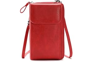 CRSUSUKJ Bolso de Teléfono Móvil para Mujer,Cartera Movil Cuero PU Bolso para Movil,Bolso Bandolera,Bolso para Telefono Movil,Monedero con Ranuras paraTarjeta con correa ajustable para el hombro