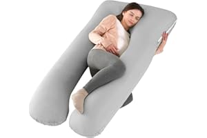 Wndy's Dream Schwangerschaftskissen zum Schlafen, U-förmiges Mutterschaftskissen, Ganzkörperkissen Unterstützung für Rücken, Hüften, Beine für Schwangere, mit abnehmbarem Bezug (Grau)