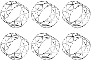 COCHIE Srebrna klamra do serwetek, metalowe pierścienie do serwetek, klamry do serwetek, kwiatki na wesele, kolację, rocznicę, dekoracja stołu, 6 sztuk pierścieni nappkinów