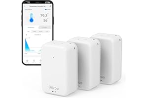 Bluetooth Room Thermometer Hygrometer 3 Pack, Diivoo Smart Temperature and Humidity Monitor with App Control and 2 Year Data Export, Wireless Indoor Temperature Sensor for Greenhouse, Baby Home