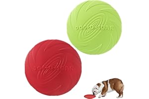 AONAYO 2 pezzi frisbee, frisbee, frisbee, frisbee, frisbee, kong frisbee, target, cane, in gomma naturale, per addestramento, lanciare, catturare e giocare (verde + rosso)