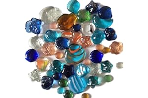 Sobeta-Enfants Jouets de Sept Couleurs Boule de Cristal de Verre Plat Perle Multicolore Pebble Tête Aquarium Paysage décoratifs Billes, Colorful, 500 g