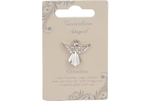 Guardian Angel Silver Angel Badge Brooch for Grandma, Lapel Pin with Rhinestone for Men & Women Suit Tuxedo Tie Hat with Inspirational Message for Religious, Memorial Events & Birthday