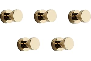 BGL Ganci adesivi da parete, resistenti, ganci per asciugamani, per bagno, cucina, armadi, porte, in ottone, confezione da 5, colore: oro