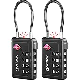 TSA Locks with Opening Indicator - 4 Digit Combination for Suitcases, Backpacks, Carry-on Luggage and Lockers - Black (2pcs)