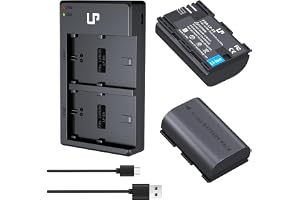 LP LP-E6 E6N Batteriladdare, 2-pack 2600mAh batteri och dubbelladdare kompatibel med Canon EOS R, R5, R6, 90D, 80D, 70D, 60D