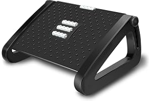 HMSENG Office Foot Rest Under Desk, Adjustable Height/Angle Ergonomic Foot Stool with Large Roller Massager Function, for Improved Posture/Pressure Relief/Straightening The Hunchback, Home, Office-B