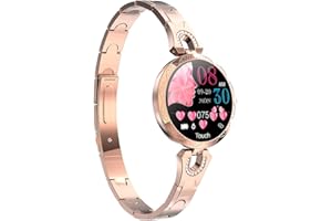 LONGLU Reloj Inteligente para Mujer, Bluetooth smartwatch Compatible con iOS Android iPhone Samsung Fitness Tracker con frecuencia cardíaca Presión Arterial Impermeable podómetro Sleep (Dorado)