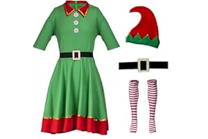 AudMsier Elfi Adulta Donna Costume, Festività Elfi Set Cappello Camicia Pantaloni, Natale Orgoglio Abito Gioco di Ruolo