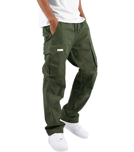 Pantaloni Tuta Uomo Estivi, Larghi E Comodi, In Cotone Traspirante - Per Trekking, Spiaggia, Lavoro, Vita Elastica, Tasche Multiple