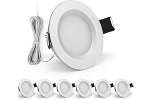 Gr4tec Spot LED Encastrable Dimmable, 6x 3W Spot LED 12V 3000K Blanc Chaud 84Ra, IP44 Éclairage Encastré Extra Plat 12mm pour Camping-car Bateau Caravane Armoires Trou 58-62mm