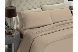 BANZAII TEXTILE INNOVATOR ONLINE Banzaii Completo Lenzuolo Francese, Sabbia 100% Microfibra Made in Italy, Lenzuolo Sopra 200 x 290 cm, Lenzuolo Sotto 130/140 x 190/200 x 25 cm, 2 Federe 52 x 82 cm