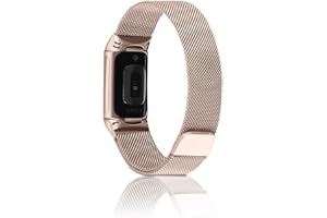 Niboow Cinturino Compatible con Fitbit Charge 6/Charge 5, Acciaio Inossidabile Chiusura Magnetico, Rete Metallo Regolabile Watch Band Compatible con Fitbit Charge 6/Charge 5
