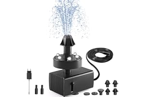 SZMP 24H Fontana da Giardino,laghetto da giardino esterno con luci a LED bianco Fontana da giardino 8 ugelli e 5M cavo di alimentazione,per Uccelli,Acquario,Stagno o Decorazione del Giardino