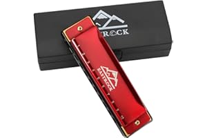 EastRock Blues Mundharmonika mit 10 Löchern, C-Schlüssel mit Etui, Mundorgel-Harfe, diatonische Mundharmonika für Anfänger, Erwachsene, Kinder, Profis, Studenten, Freunde, Geschenke (rot)